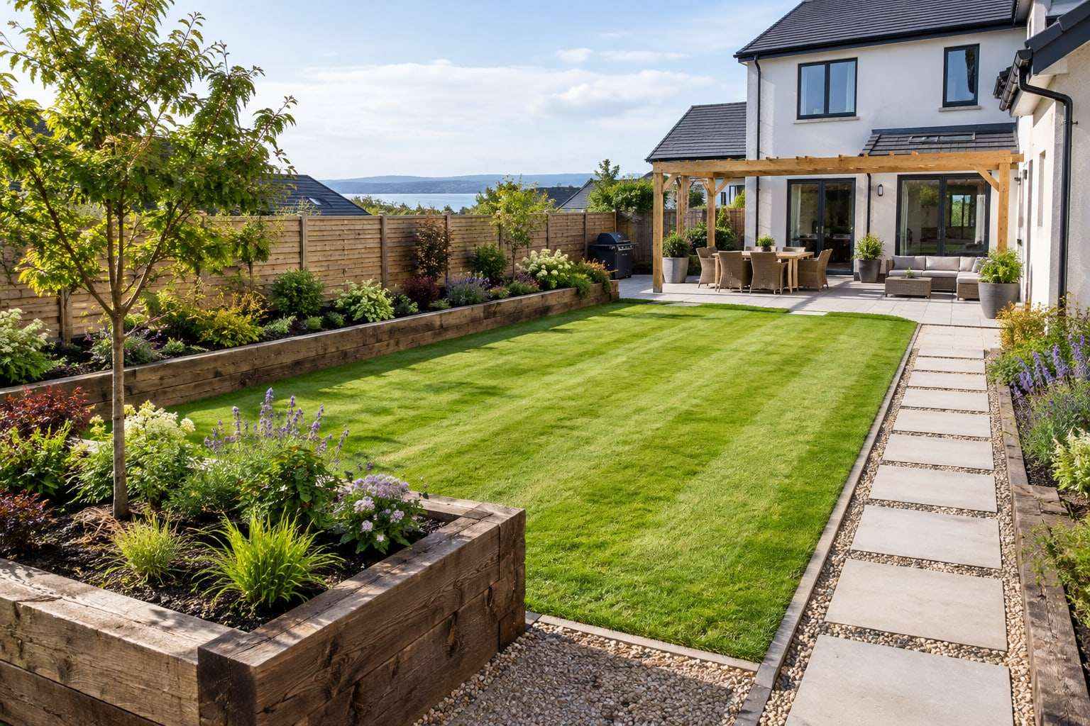 Raised beds and a new lawn (illustration)