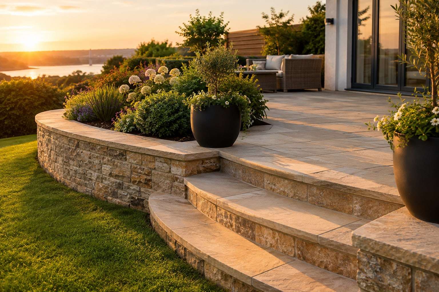Sandstone terrace on a slope (illustration)